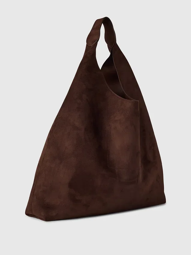 Borsa tote morbida in pelle scamosciata vegana