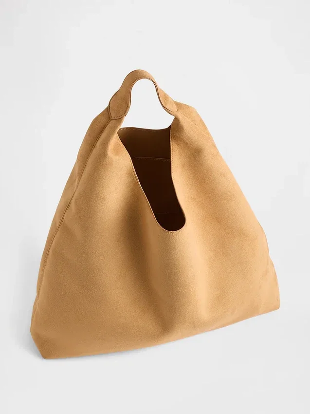 Borsa tote morbida in pelle scamosciata vegana