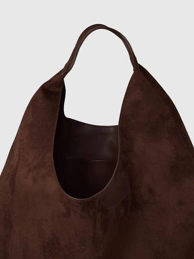 Borsa tote morbida in pelle scamosciata vegana