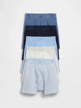 Boxer da bambino in cotone biologico elasticizzato con logo (confezione da 5)