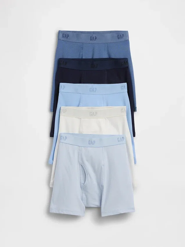 Boxer da bambino in cotone biologico elasticizzato con logo (confezione da 5)