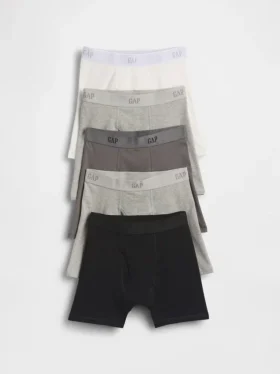 Boxer da bambino in cotone biologico elasticizzato con logo (confezione da 5)