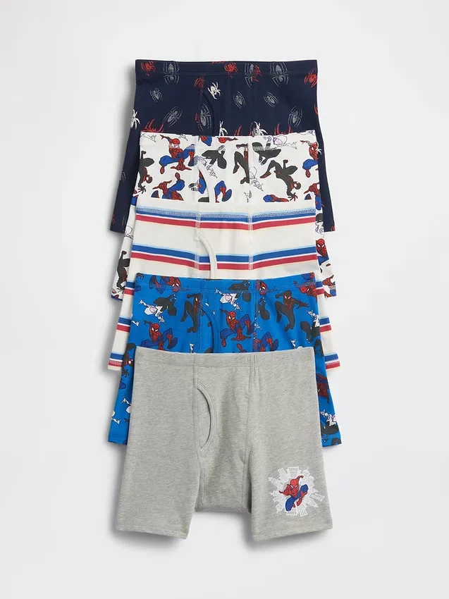 Boxer da bambino in cotone biologico elasticizzato Spider-Man (confezione da 5)