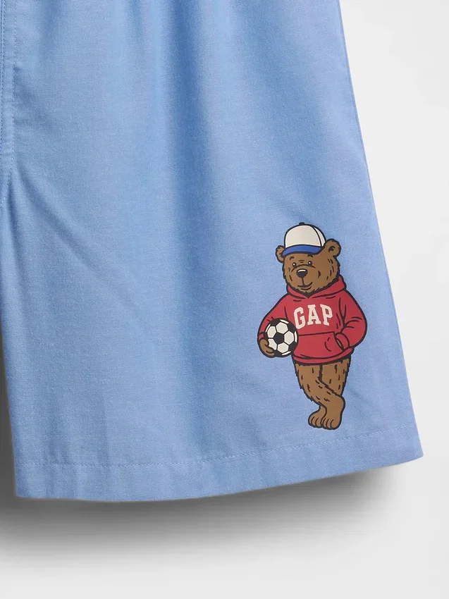 Boxer da pigiama per bambini in tessuto riciclato in forma di pantaloncini