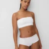 Bralette a fascia in cotone elasticizzato biologico con bordi in pizzo