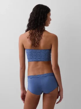 Bralette a fascia in cotone elasticizzato biologico con bordi in pizzo