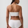 Bralette a fascia in cotone elasticizzato biologico con bordi in pizzo