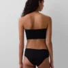Bralette a fascia in cotone elasticizzato biologico con bordi in pizzo