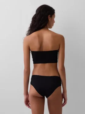 Bralette a fascia in cotone elasticizzato biologico con bordi in pizzo