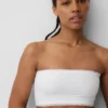 Bralette a fascia in cotone elasticizzato biologico con bordi in pizzo
