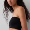 Bralette a fascia in cotone elasticizzato biologico con bordi in pizzo