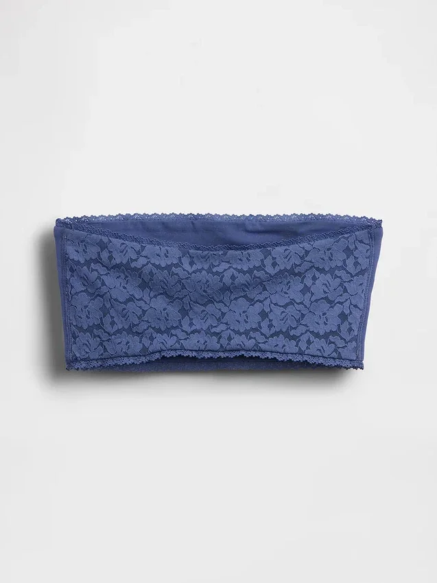 Bralette a fascia in cotone elasticizzato biologico con bordi in pizzo