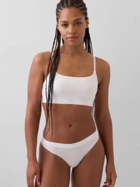 Bralette con logo in cotone biologico elasticizzato