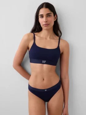 Bralette con logo in cotone biologico elasticizzato