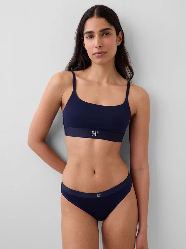 Bralette con logo in cotone biologico elasticizzato