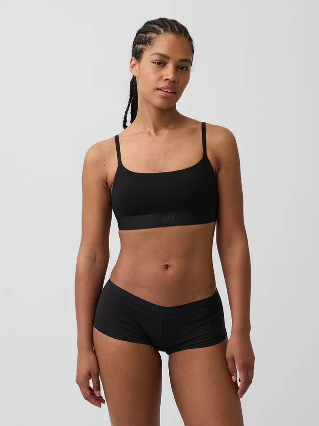 Bralette con logo in cotone biologico elasticizzato