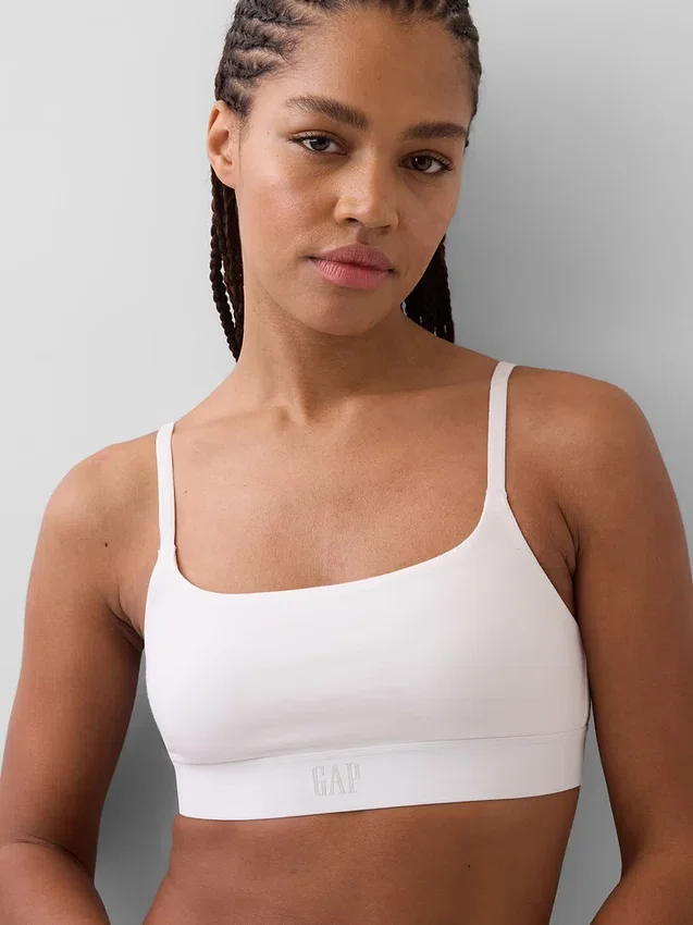 Bralette con logo in cotone biologico elasticizzato