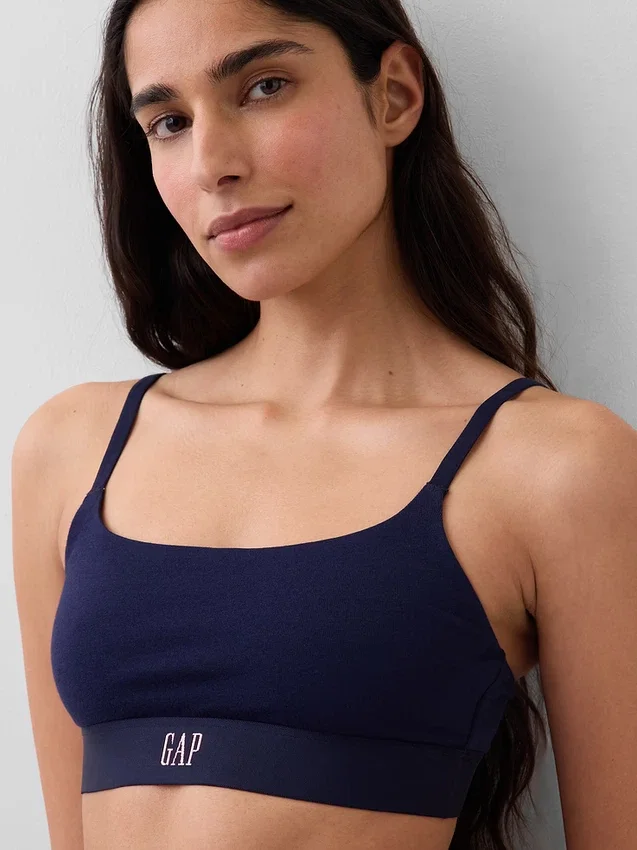 Bralette con logo in cotone biologico elasticizzato