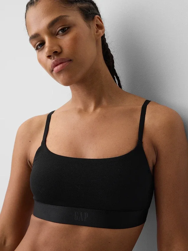 Bralette con logo in cotone biologico elasticizzato