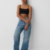 Bralette con logo in cotone biologico elasticizzato