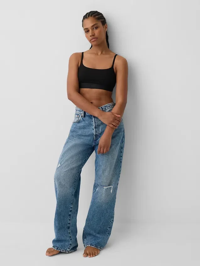 Bralette con logo in cotone biologico elasticizzato