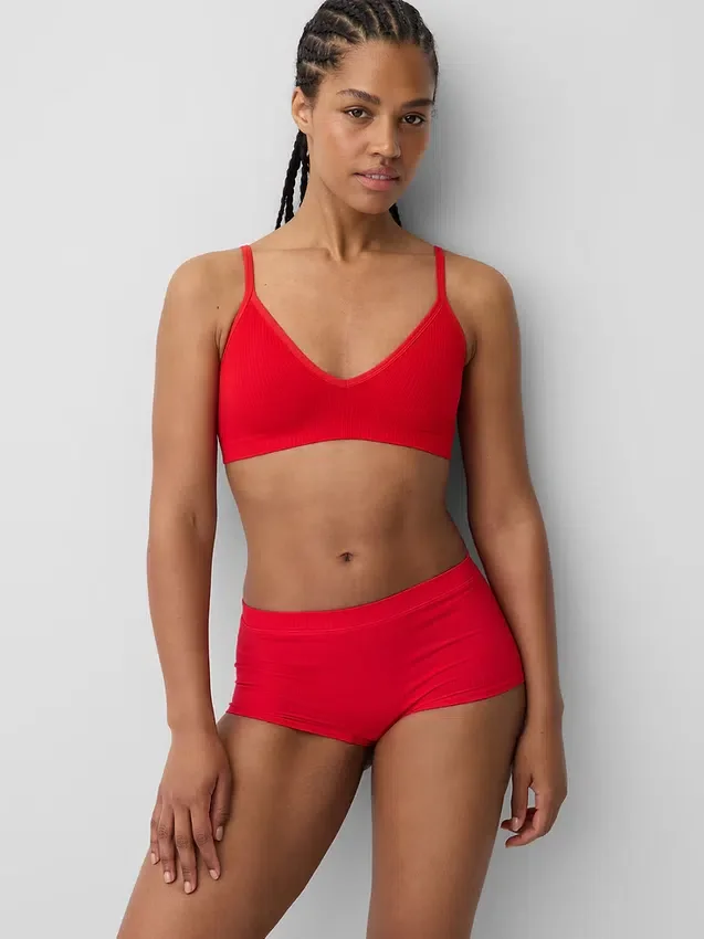 Bralette triangolare a costine senza cuciture