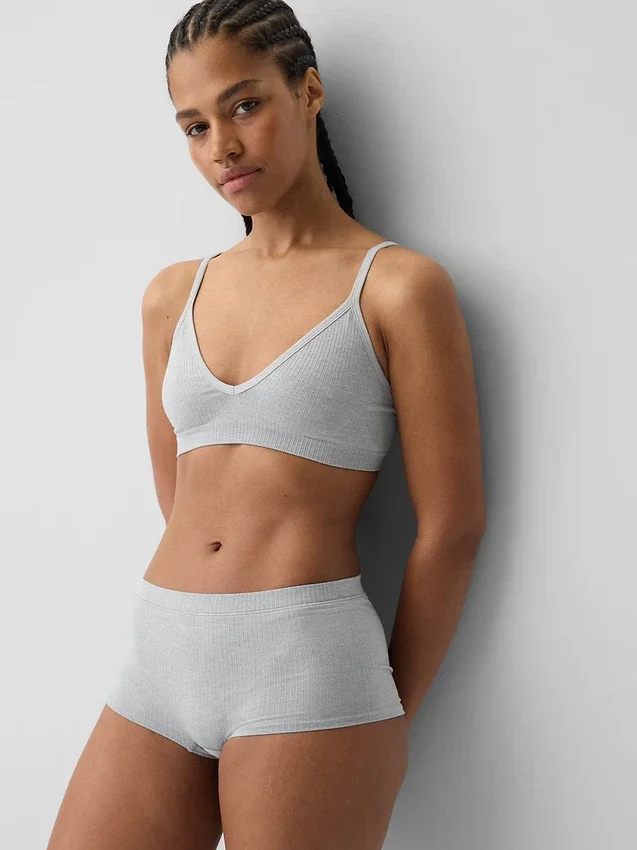 Bralette triangolare a costine senza cuciture