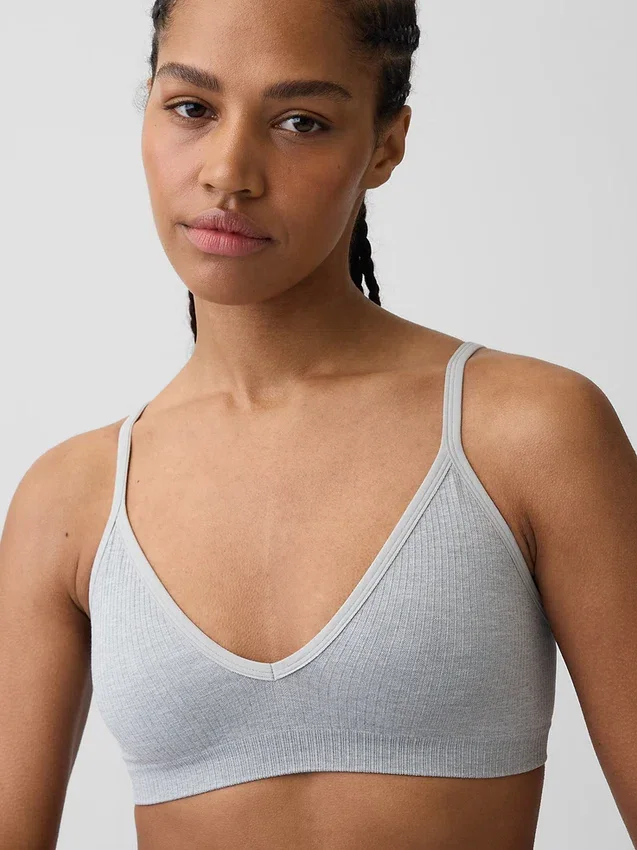 Bralette triangolare a costine senza cuciture