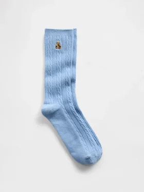 Calze corti a maglia intrecciata con orsetto Brannan