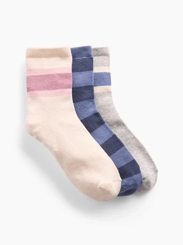 Calze corti a righe color block per bambini (confezione da 3)