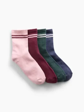 Calze corti a righe stile college per bambini (confezione da 4)