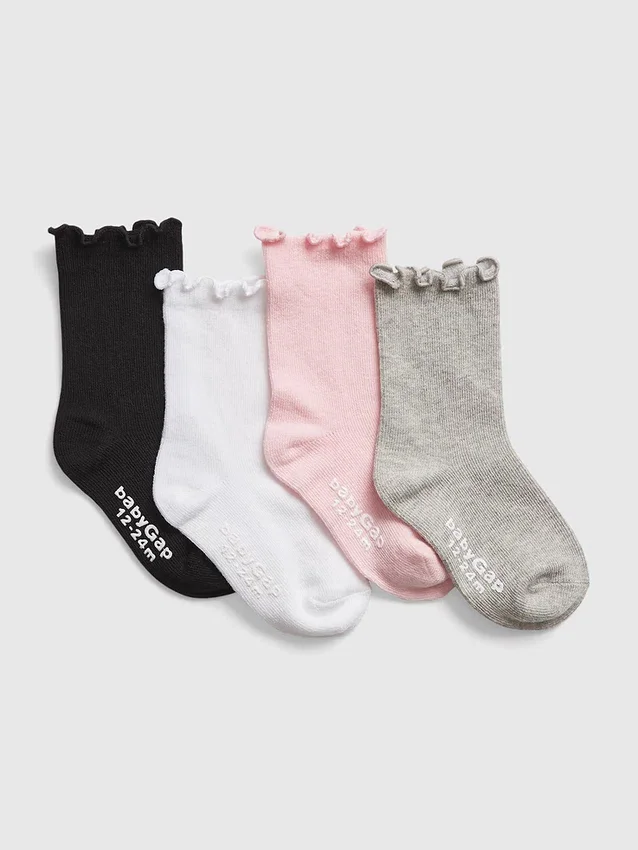 Calze corti con bordo a foglia di lattuga per bambini piccoli (confezione da 4)