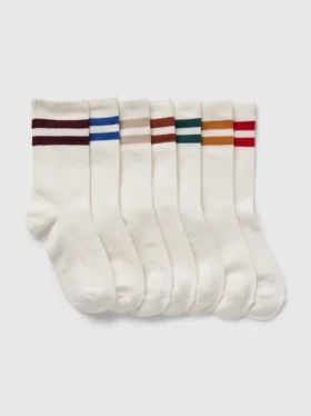 Calze corti da bambino in cotone biologico stile “varsity” (confezione da 7)