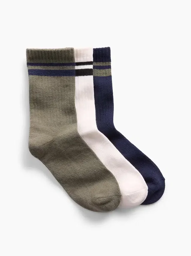 Calze corti da bambino in stile varsity (confezione da 3)