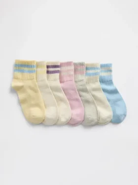 Calze corti da bambino in stile varsity dal taglio morbido (confezione da 7)
