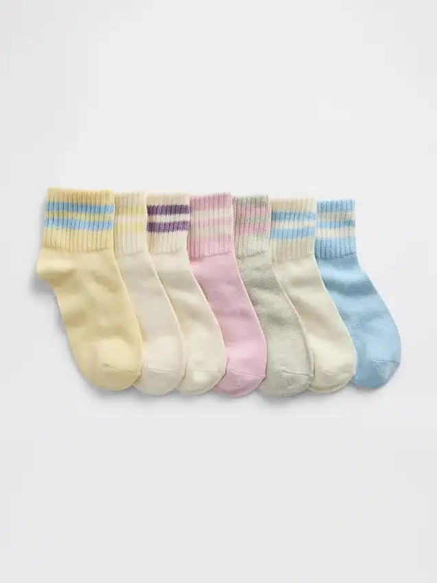 Calze corti da bambino in stile varsity dal taglio morbido (confezione da 7)
