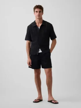 Camicia a maglia all’uncinetto con motivo a spina di pesce