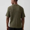 Camicia a maglia all’uncinetto con motivo a spina di pesce
