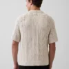 Camicia a maglia all’uncinetto con motivo a spina di pesce