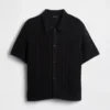Camicia a maglia all’uncinetto con motivo a spina di pesce