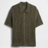 Camicia a maglia all’uncinetto con motivo a spina di pesce