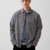 Camicia a quadri dal taglio morbido in twill slavato
