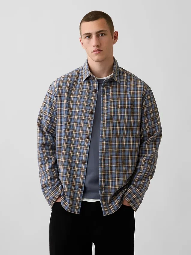 Camicia a quadri dal taglio morbido in twill slavato