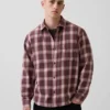 Camicia a quadri dal taglio morbido in twill slavato