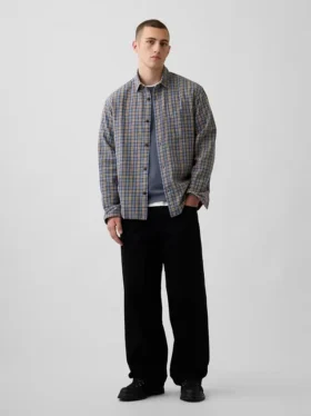 Camicia a quadri dal taglio morbido in twill slavato