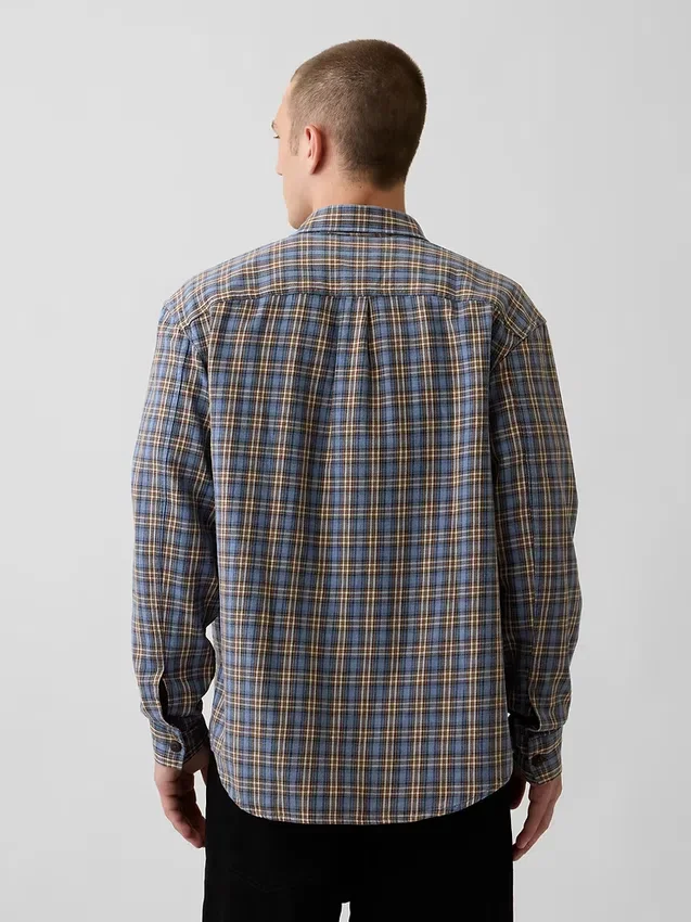 Camicia a quadri dal taglio morbido in twill slavato