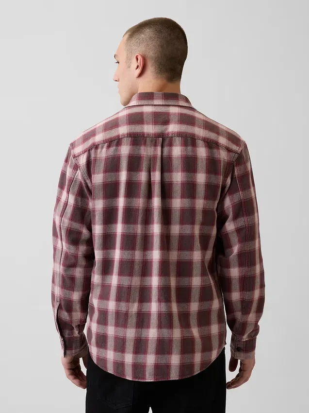 Camicia a quadri dal taglio morbido in twill slavato