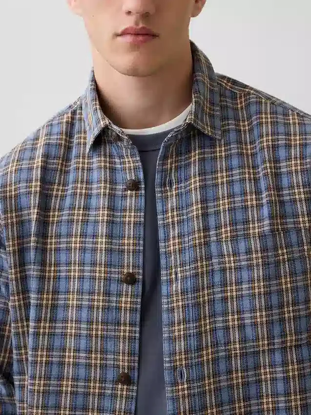 Camicia a quadri dal taglio morbido in twill slavato