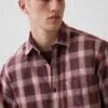 Camicia a quadri dal taglio morbido in twill slavato