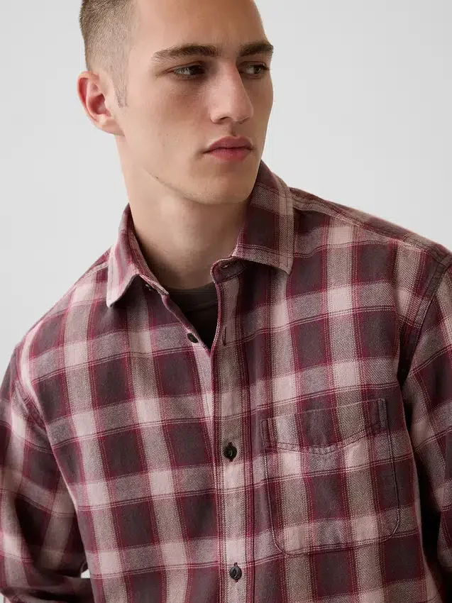 Camicia a quadri dal taglio morbido in twill slavato